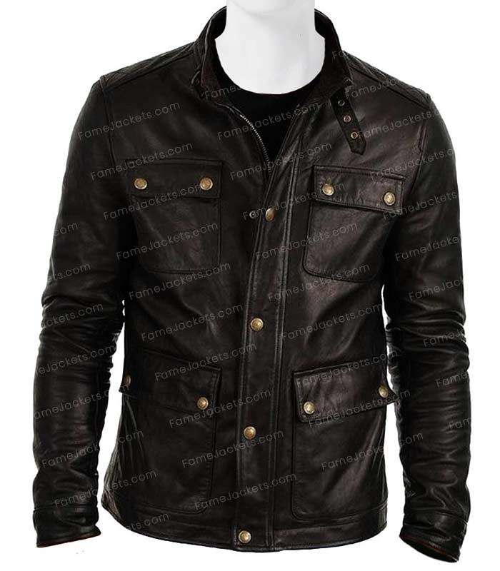 Men Black Vintage Real Leather Biker Jacket