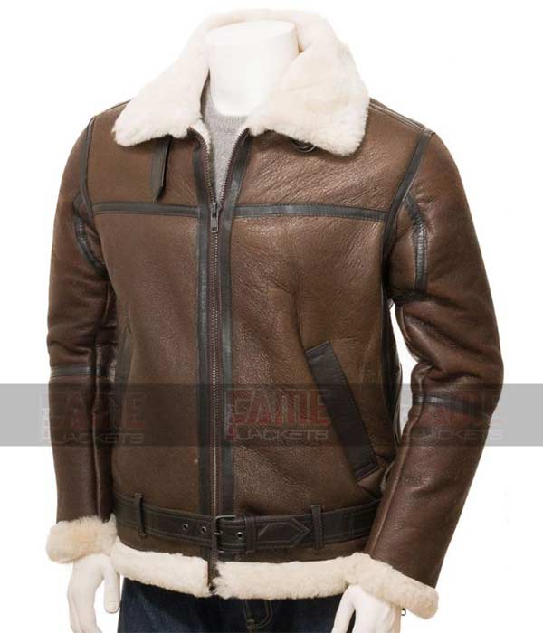 Flight Jacket With Faux Fur Winter Leather Jacket
