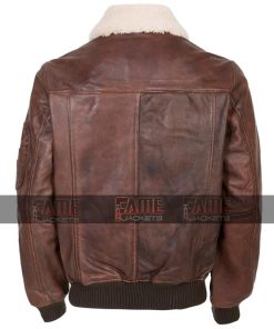 Alternative view of Men Fur Collar Flight Bomber Winter Leather Jacket