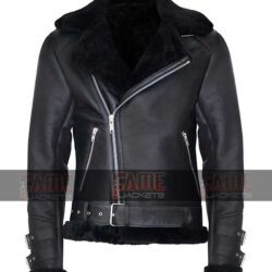 Mens Leather Aviator Jacket With Faux Fur For Winter