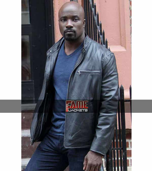 The Defenders Luke Cage as Mike Colter Black Leather Biker Jacket