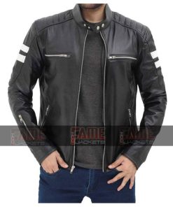 Mens Black Brando Cafe Racer In Real Leather