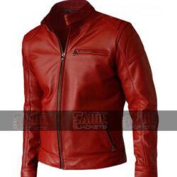 Mens Red Sheep Leather Motorcycle Cafe Racer On Sale