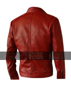 Alternative view of Mens Red Sheep Leather Motorcycle Cafe Racer On Sale