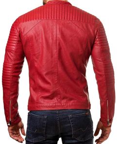 Alternative view of Mens Red Slim Fit Cafe Racer Jacket