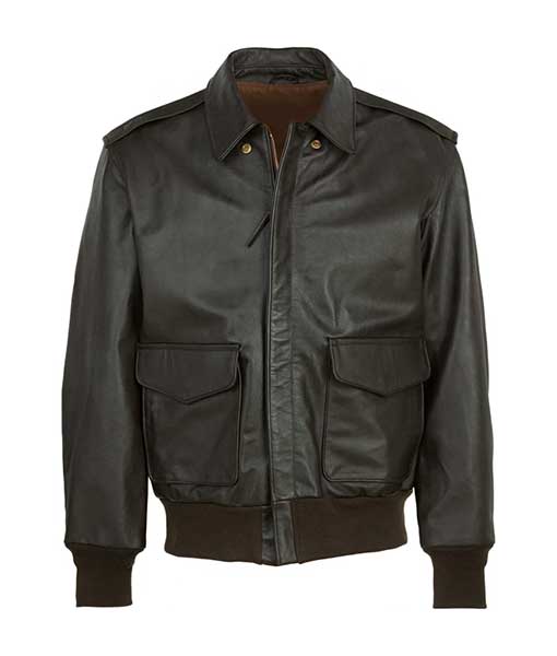 Mens Vintage Lambskin A2 Flight Brown Bomber Leather Jacket