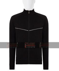 Unisex Black Fleece Tracksuit Zipper Jacket