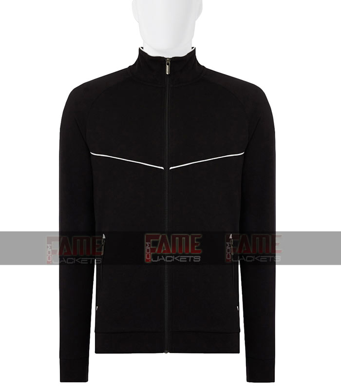 Unisex Black Fleece Tracksuit Zipper Jacket