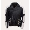 Michael Jackson Retro Cafe Racer Black and White Leather Jacket