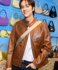 Shop Nanon Coach Brown Leather Jacket