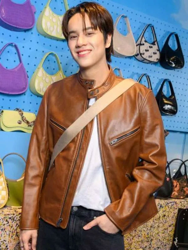 Shop Nanon Coach Brown Leather Jacket