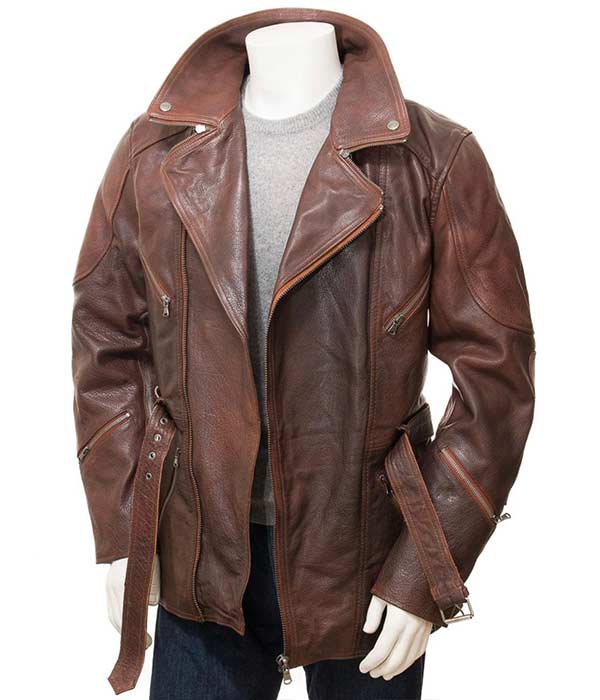 Unisex Brown Real Leather Long Jacket