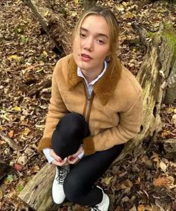 Alternative view of Olivia Ponton Shearling Brown Suede Leather Jacket