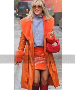 Alternative view of Orange Leather Tall Women Winter Fur Coat Ashley Roberts