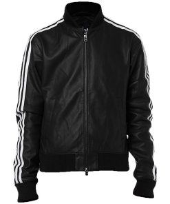 Alternative view of Pharrell Williams 2014 Black and White Strap Real Leather Jacket