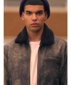 Alternative view of Sex Education S02 Sami Outalbali Distressed Grey Leather Jacket