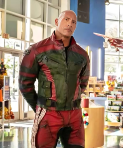 Red One 2024 Dwayne Johnson Red Leather Jacket
