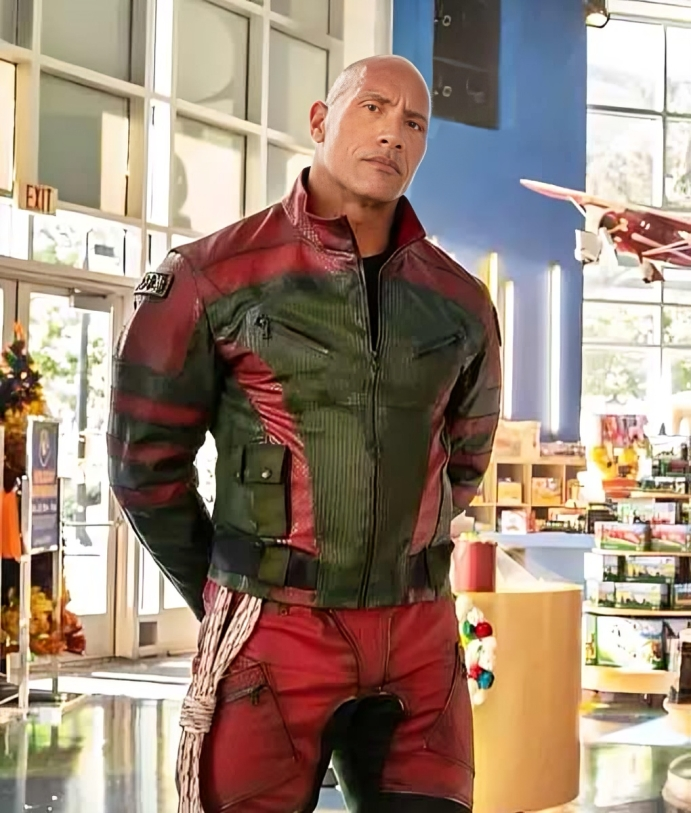 Red One 2024 Dwayne Johnson Red Leather Jacket