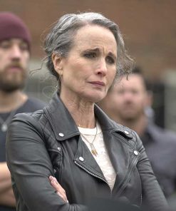 Red Right Hand 2024 Andie MacDowell Black Leather Jacket