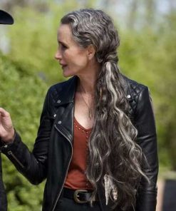 Alternative view of Red Right Hand 2024 Andie MacDowell Black Leather Jacket