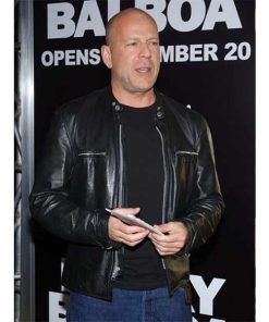Rocky Balboa Film Premiere Bruce Willis Black Leather Jacket