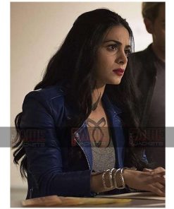 Alternative view of Shadow Hunters Isabelle Sheepskin Blue Leather Jacket