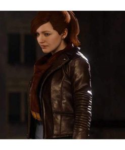 Alternative view of Spider Man PS4 Mary Jane Brown Leather Jacket For Women
