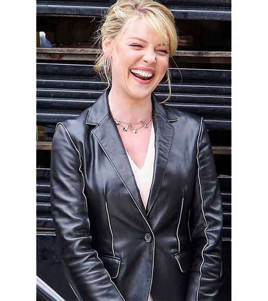Katherine Heigl Women's Black Real Leather Blazer