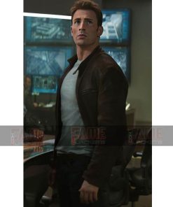 Alternative view of Steve Rogers Brown Cafe Racer Jacket Captain America