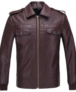 Alternative view of Captain America Brown Leather Biker Jacket
