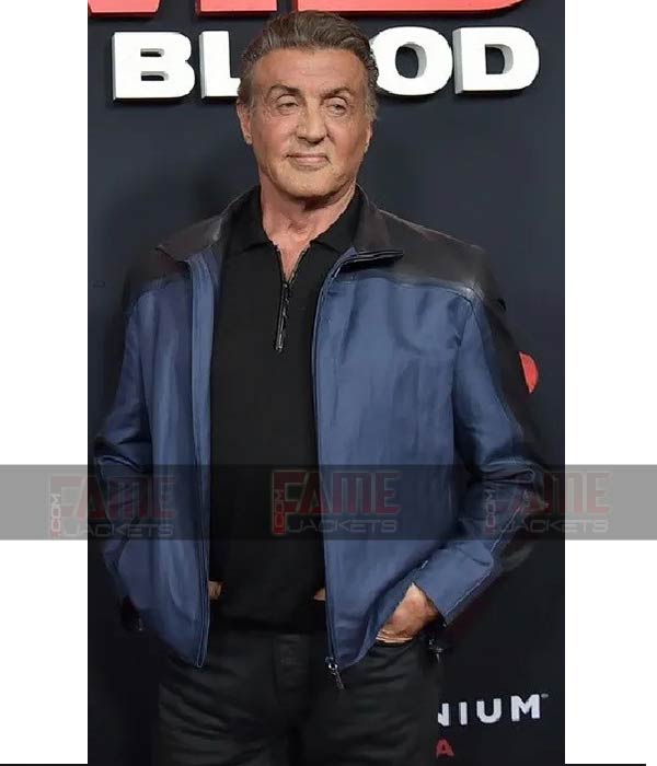 Sylvester Stallone Rambo Last Blood Blue Leather Jacket