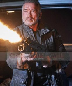 Terminator Dark Fate Arnold Schwarzenegger Black Leather Jacket