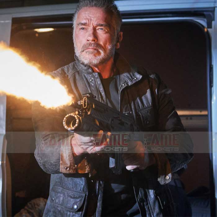 Terminator Dark Fate Arnold Schwarzenegger Black Leather Jacket