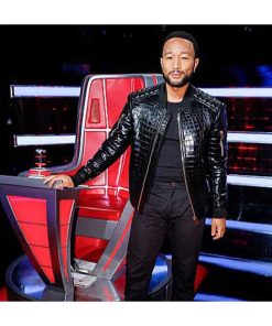 Alternative view of John Legend The Voice Crocodile Black Leather Jacket