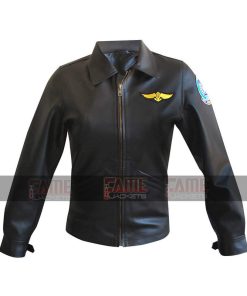 Alternative view of Top Gun Kelly Mc Gillis Bomber Black Leather Jacket