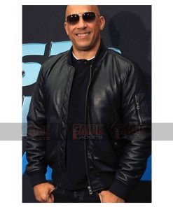Vin Diesel Fast and Furious Spy Racers Real Black Mens Leather Bomber Jacket