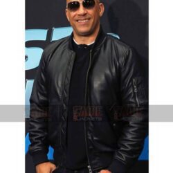 Vin Diesel Fast and Furious Spy Racers Real Black Mens Leather Bomber Jacket