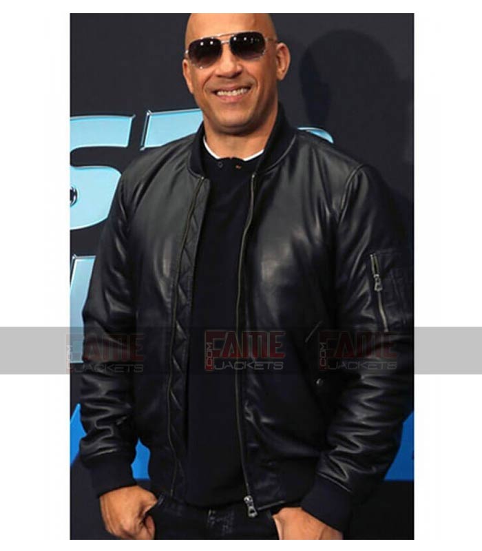 Vin Diesel Fast and Furious Spy Racers Real Black Mens Leather Bomber Jacket