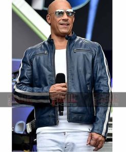 Alternative view of Vin Diesel Blue Retro Real Leather Jacket