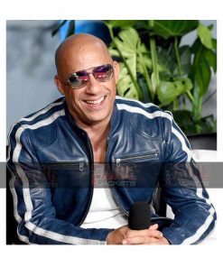 Vin Diesel Blue Retro Real Leather Jacket