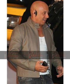 Alternative view of Vin Diesel Gray Genuine Cafe Racer Jacket