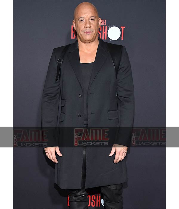 Vin Diesel Men's Black Double Breasted Car Coat