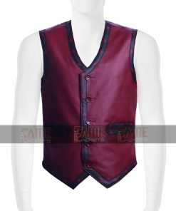 Alternative view of Warriors Vintage Real Leather Vest With Flaming Skull
