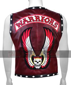 Warriors Vintage Real Leather Vest With Flaming Skull