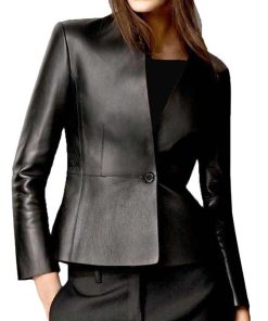 Women Casual Slim Fit Black Real Leather Coat Style Jacket