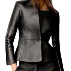 Women Casual Slim Fit Black Real Leather Coat Style Jacket