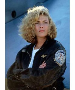 Top Gun Kelly Mc Gillis Bomber Black Leather Jacket