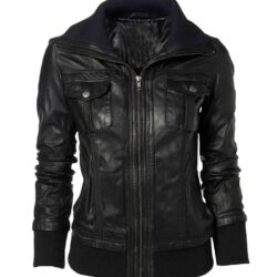 Double Collar Leather Jacket In Vintage Style