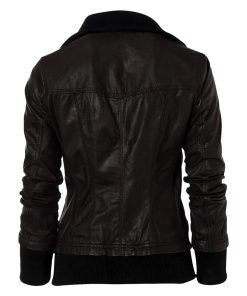 Alternative view of Double Collar Leather Jacket In Vintage Style