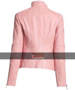 Alternative view of Women's New Style Casual Pink Leather Jacket